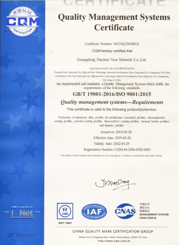 Quality Management Systems Certificate - MINOL GROUP LTD.