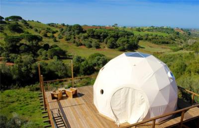 China 7m Geodesic Glamping Dome Tent Hotels PVC Cover With Insulations Facility for sale