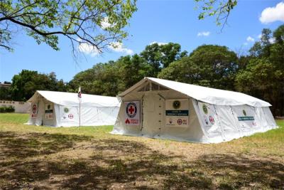 China Red Cross Hospital Tent Medical System Coronavirus Solution Ventilating Windows for sale