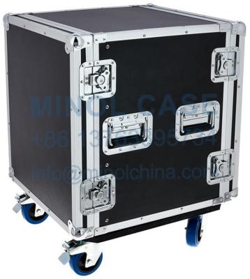 China Pro Aluminum Fireproof Plywood 12U Rack Case With Wheels for sale