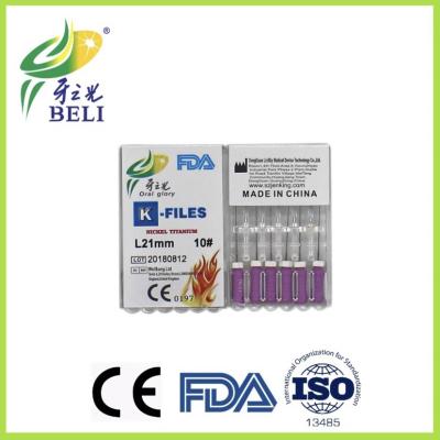 China Belident brand Hand Use Dental Endo Files 6pcs/Box , Niti And Stainless Steel H File Endo for sale