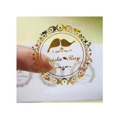 China Self Adhesive Seal Sticker Label Transparent Logo Gold Foil Stickers for sale