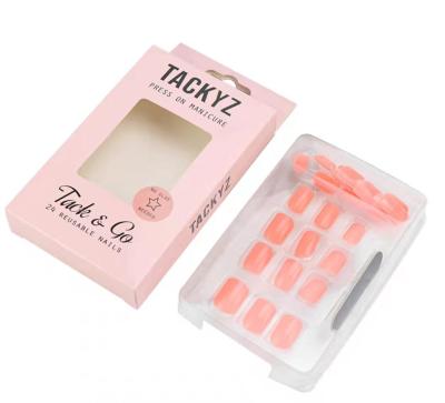 China Papel de arte embalagem de unhas falsas vazias retângulo superior transparente caixas rígidas à venda