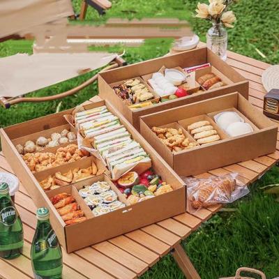 China Wholesale Picnic Food Container Paper Box Packaging With Lid And Dividers for sale