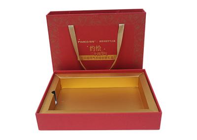 China Ivory board Ribbon Handle Box Embossing and Debossing Finishing for sale