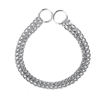 China Double Triple Pets Choke Chain Dog Training Metal Choke Chain Collar With Welded Ring for sale