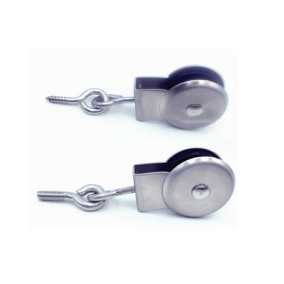 China Stainless Steel Screw Brushed Single Pulley Metal Iron Wire Rope Pulley for sale