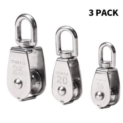 China Stainless Steel Single Wheel Swivel Eye Pulleys Lifting Pulley Block for sale