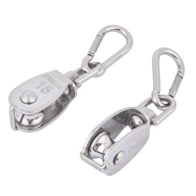 Китай Single Pulley Block Swivel Roller With Snap Hook Wire Rope Hanging Pulley Wheel, with Spring Snap Hook продается