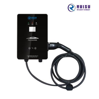 China Wall Mounted AC EV Charger 32A Type 2 Portable Evse With LCD Display for sale