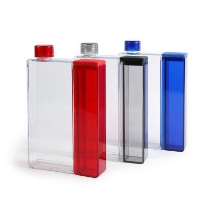 China LFGB 600ml Flat Plastic Water Bottle Memo BPA Free for sale