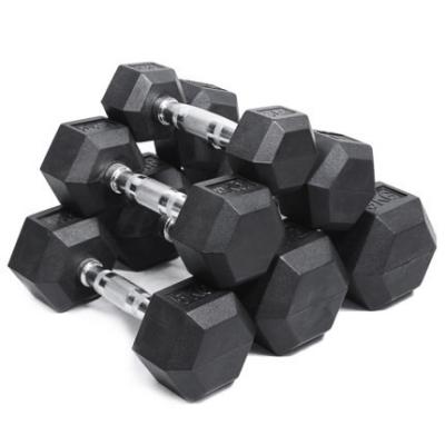 China 15kg Unisex Hexagon Rubber Dumbbells Non Toxic Customized for sale