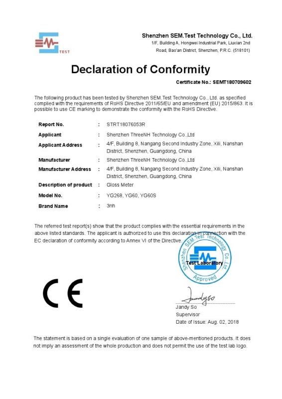 Rohs certificate - Shenzhen ThreeNH Technology Co., Ltd.