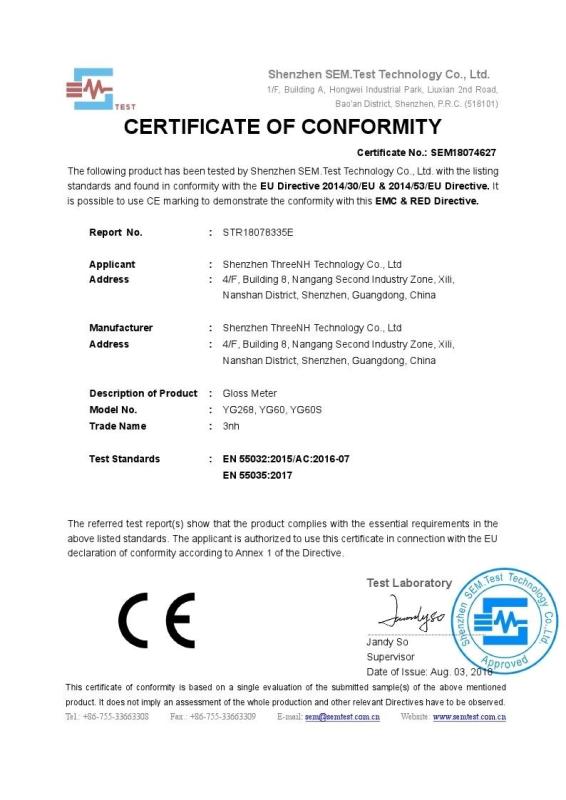 CE certificate - Shenzhen ThreeNH Technology Co., Ltd.