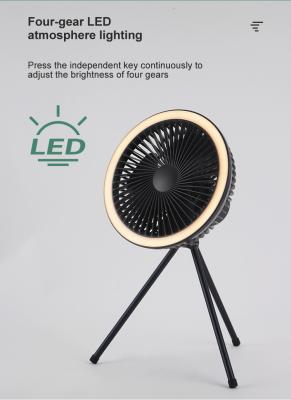 China 7800mAh Large Capacity Outdoor Camping LED Night Light Portable Detachable Tripod Fan for sale