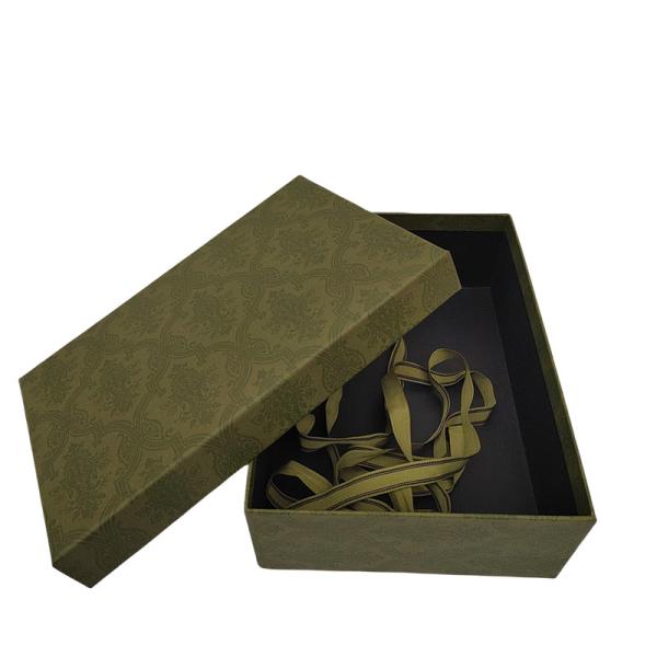 Quality Dark Green Luxury Gift Box Packaging Gift Paper Box E Commerce With Tie for sale