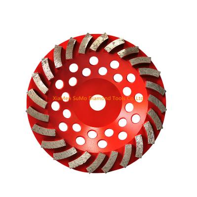 China Pulgada de diámetro roja del segmento 4/5/7 de la turbina de la muela abrasiva de la taza del diamante en venta