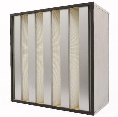 China Polypropylene Membrane V Bank Filter With Gi Frame Pleated High Capacity for sale