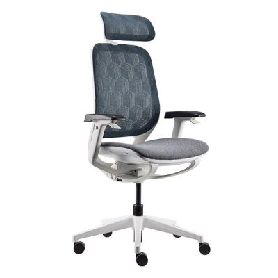China Por conseguinte cadeira branca da tarefa com cabeceira Mesh Revolving Ergonomic Office Chair à venda