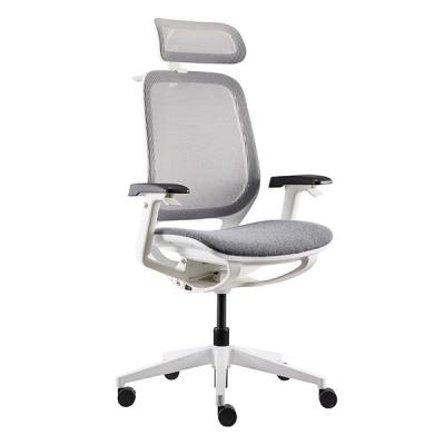 China White PA Frame Swivel Office Chairs 3D Headrest Mesh Seating Swivel Office Chairs for sale