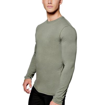 China Custom Logo Blank Plain Cotton Spandex Long Sleeve Muscle Slim Fit Men T Shirts for sale