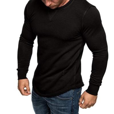 China Manufacturer Fashionable Spandex Polyester Long Sleeve Muscle Slim Blank Men T Shirts for sale