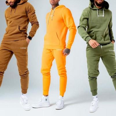 China OEM French Terry 100%cotton Plain Hoodie Sweat Pants Unisex Tracksuits Heavyweight Hoodies Stacked Jogger Pants Sets for sale
