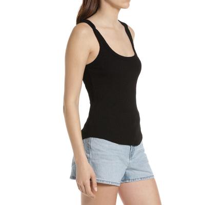 China Customized High Quality Cotton Black Gym Sleeveless Women Tank Top Sportswear for sale