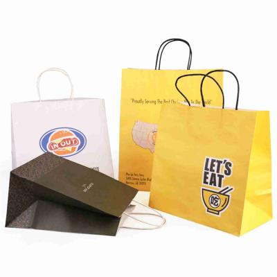 China SGS Yellow Black White Kraft Bags Bulk With Handle 30gsm-160gsm for sale