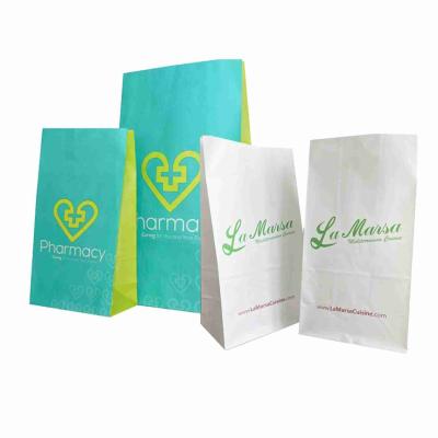 China Biodegradable White Green Medical Pharmacy Paper Bag For Air Travel Vomit for sale