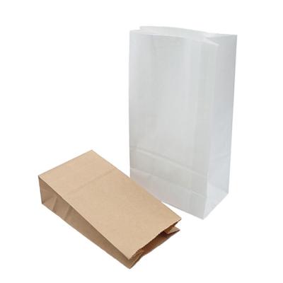 China 8 LB White Brown SOS Stand Up Kraft Paper Food Bags For Chip Packaging for sale