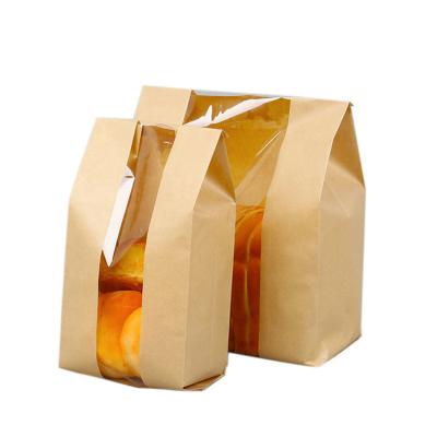 China Biodegradable Food Grade Bread Paper Bag Loaf Packaging Kraft Paper With Window for sale