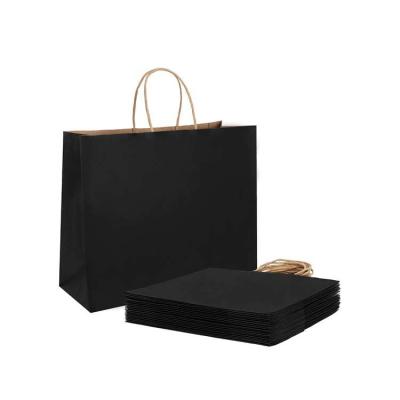 China Large Capacity Black Boutique Gift Kraft Paper Shopping Bags Flexo Printing for sale