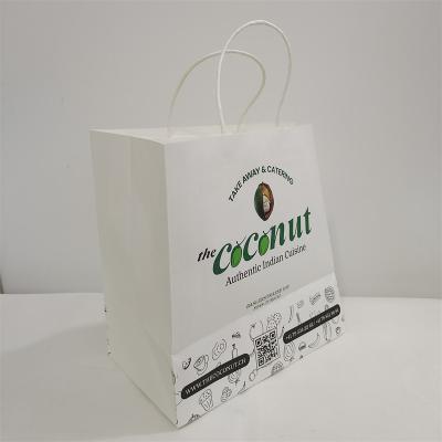 Chine Recyclable emportez le sac de papier de Brown emballage de casse-croûte de nourriture avec la poignée à vendre