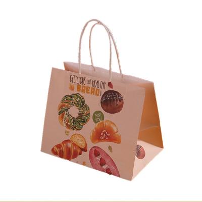China Fast Food Delivery Take Out Grocery Brown Kraft Takeaway Bags With Handle for sale