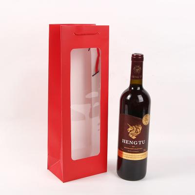 China Red And Black Offset Printing Paper Wine Gift Bags With Handles for sale