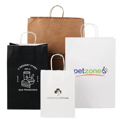 China Custom White Paper Kraft Merchandise Bags With Handle For Packaging 12x7x17 for sale