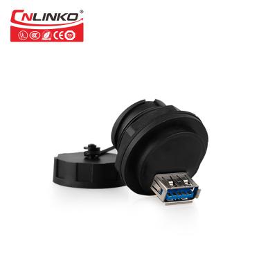 China Black    Waterproof USB Connector , Dual   Panel Mount Usb Coupler  Female Both Side  A Type Overmoulding for sale