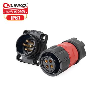China Cnlinko YM20 4 Pin Waterproof Circular Connectors IP67 Female Plug Power Connector 500V for sale