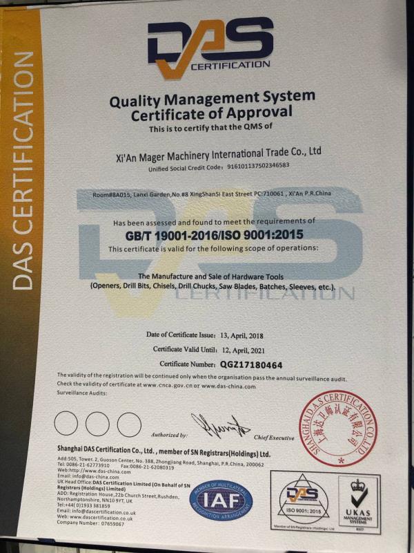 GB/T 19001-2016/IOS 9001:2015 - Xian Mager Machinery International Trade Co., Ltd.