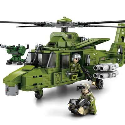 China Aircraft Helicopter Building Blocks Toys Iron Blood Heavy Equipment Military Series for sale