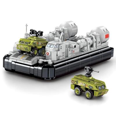 China Tipo 726 Lcac Hovercraft Vehículo anfibio Ejército Militar Conjunto de bloques de construcción juguete en venta