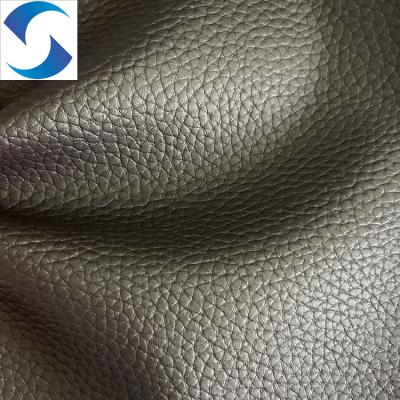 Cina Woven Backing Synthetic Leather Fabric for Shoes and Belt Decoration faux leather fabric PVC for leather bed fabric in vendita