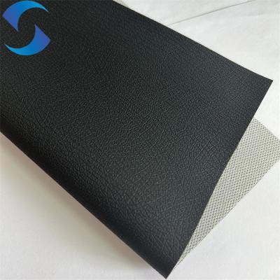 China Black Color PVC fabric Artificial Leather Stock Lot for Sofa fabric Leather Lychee Pattern car set cover en venta