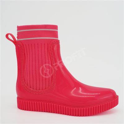 China Impact Resistant 41EU PVC Rain Boots With Fabric Stitching for sale