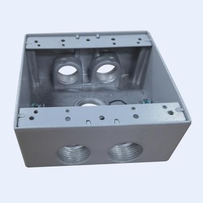 China PVC Coated Waterproof  Aluminum Junction Box Grey 4Holes 2-1/8