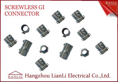 China 20mm 25mm Steel GI Conduit Screwless Connector Electro Galvanized BS4568 for sale