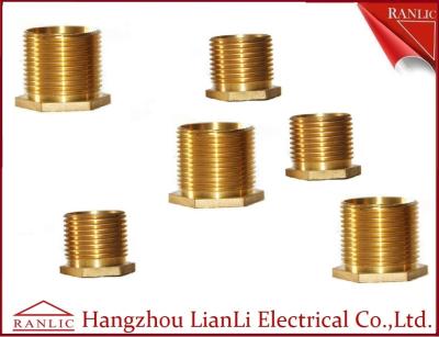 China Brass Male Bush Brass Electrical Wiring Accessories Long Hexagon Head GI Thread for sale