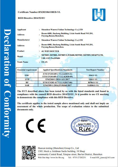CE - Shenzhen Olax Technology CO.,Ltd