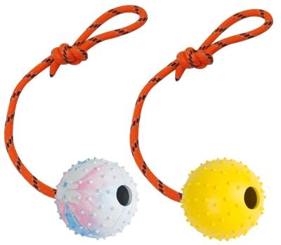 China Natural Solid Rubber Rope Ball Dog Toy For Reward Teeth Cleaning for sale